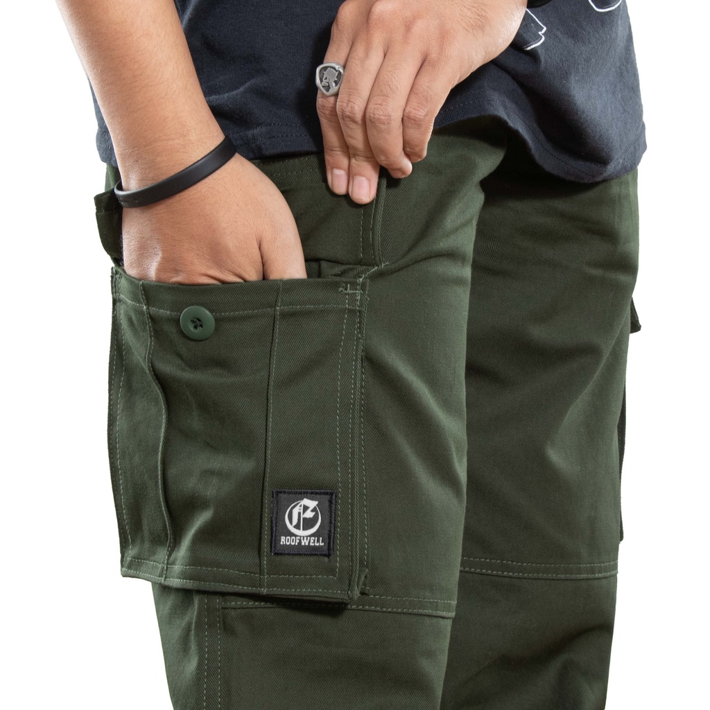 ROOFWELL - UTERO ARMY | CELANA TWILL PANJANG | CELANA CARGO PANJANG | CARGO PANTS | CARGO PRIA | CELANA PRIA | CELANA GUNUNG ARMY