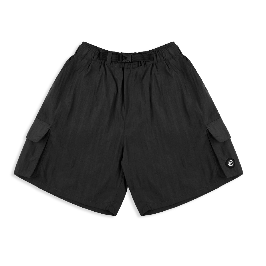 Roofwell - Devcon Black | Crinkle Shortpants | Celana Crinkle Pendek | Celana Cargo Pendek | Boardshort | Celana Santai Unisex |