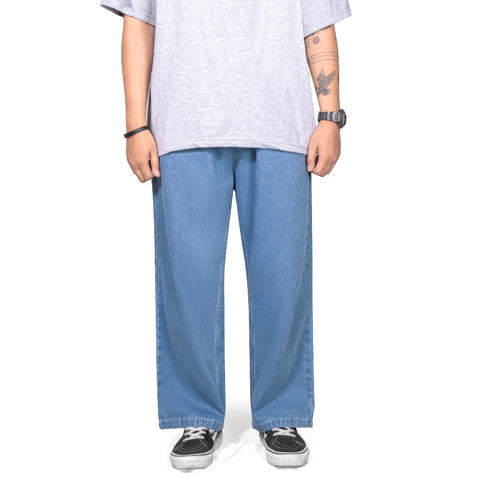 Roofwell - Bugg Blue Wash - Denim Pants Baggy Relaxed Unisex