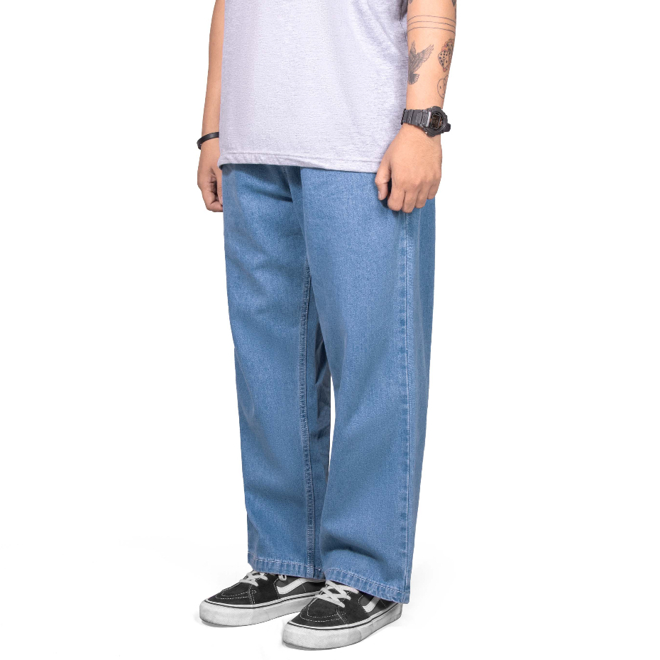 Roofwell - Bugg Blue Wash - Denim Pants Baggy Relaxed Unisex