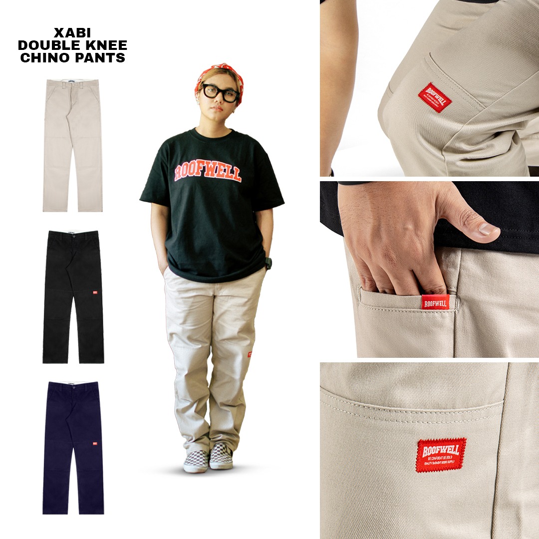 Roofwell - Xabi Cream | Double Knee | Celana Chino Panjang | Double Knee Pants | Celana Chino Double Knee Twill Unisex |