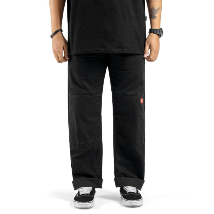 Roofwell - Xabi Black | Double Knee | Celana Chino Panjang | Double Knee Pants | Celana Double Knee Twill Unisex |
