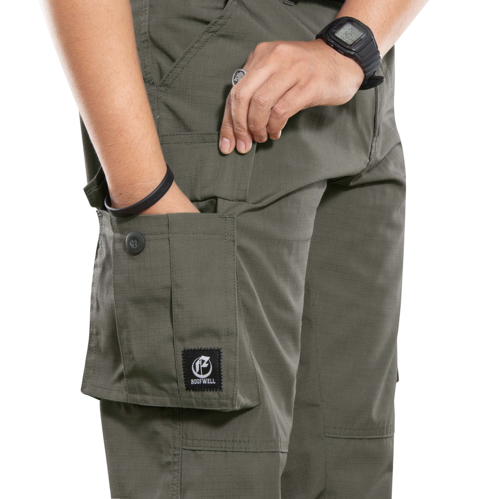 ROOFWELL - COMBAT OLIVE | CELANA PANJANG RIPSTOP | CELANA CARGO PANJANG | CARGO PANTS | CARGO PRIA | CELANA PRIA | CELANA GUNUNG HIJAU