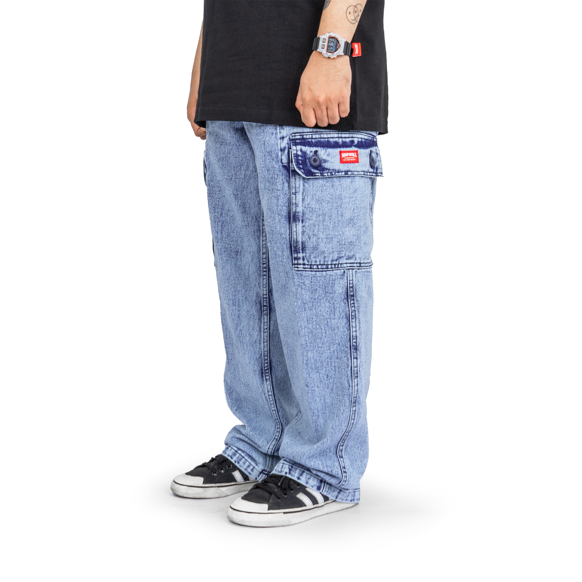 ROOFWELL - THREAT - CARGO JEANS BLUE SANDWASH | CELANA PANJANG | CELANA CARGO PANJANG | CARGO PANTS | CARGO PRIA | CELANA PRIA | CELANA GUNUNG