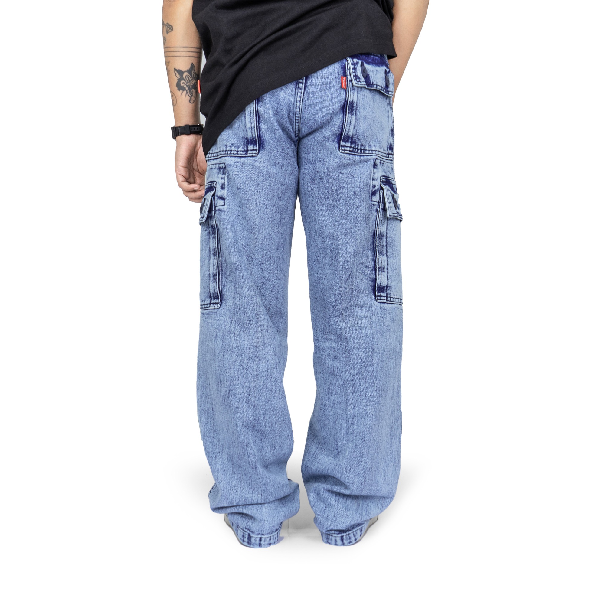 ROOFWELL - THREAT - CARGO JEANS BLUE SANDWASH | CELANA PANJANG | CELANA CARGO PANJANG | CARGO PANTS | CARGO PRIA | CELANA PRIA | CELANA GUNUNG