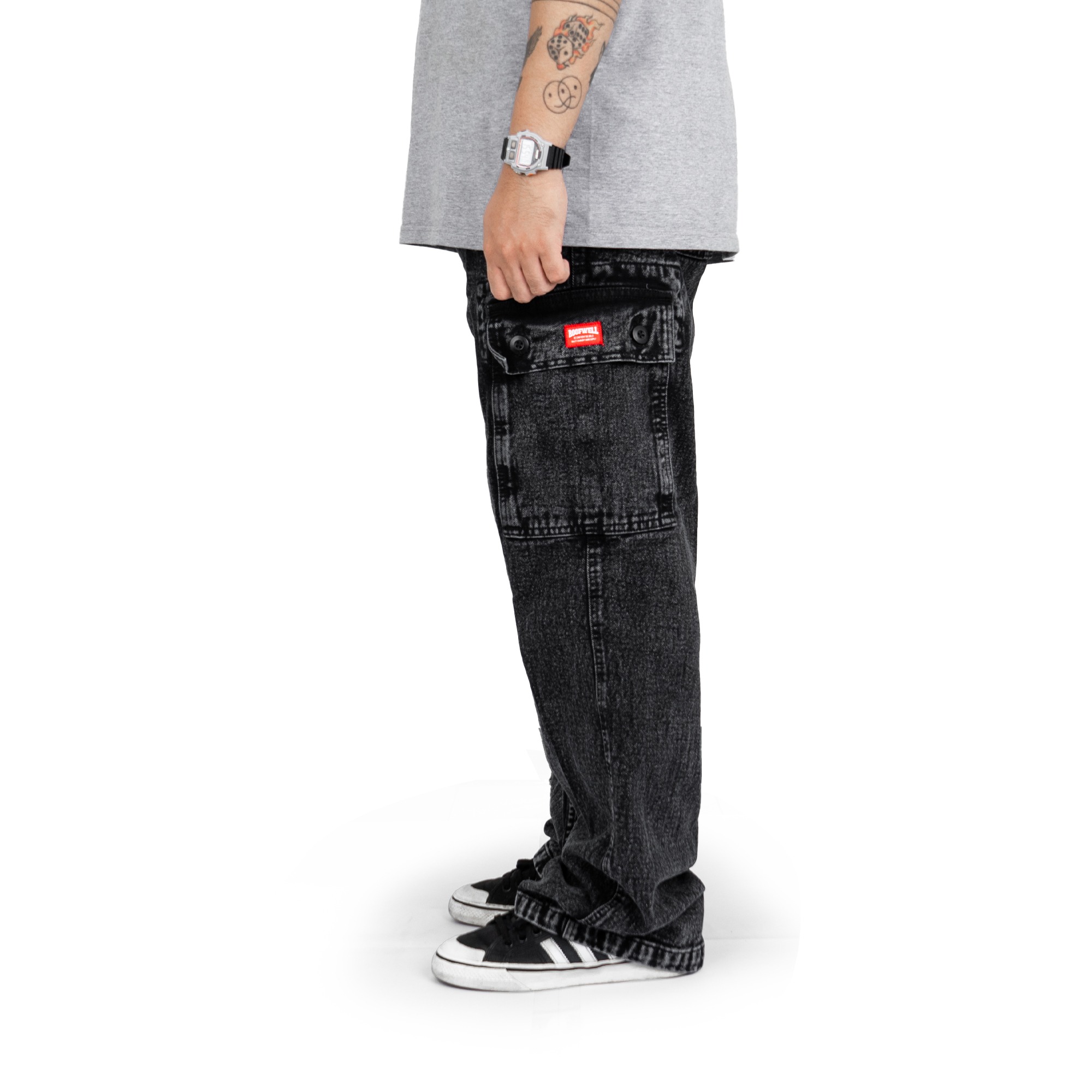 ROOFWELL - THREAT - CARGO JEANS BLACK SANDWASH | CELANA PANJANG | CELANA CARGO PANJANG | CARGO PANTS | CARGO PRIA | CELANA PRIA | CELANA GUNUNG