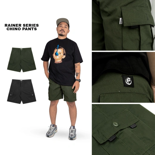 Image of Roofwell - Rainer Army | Celana Kanvas Pendek | Celana Cargo Pendek | Cargo Pants | Celana Gunung Unisex |