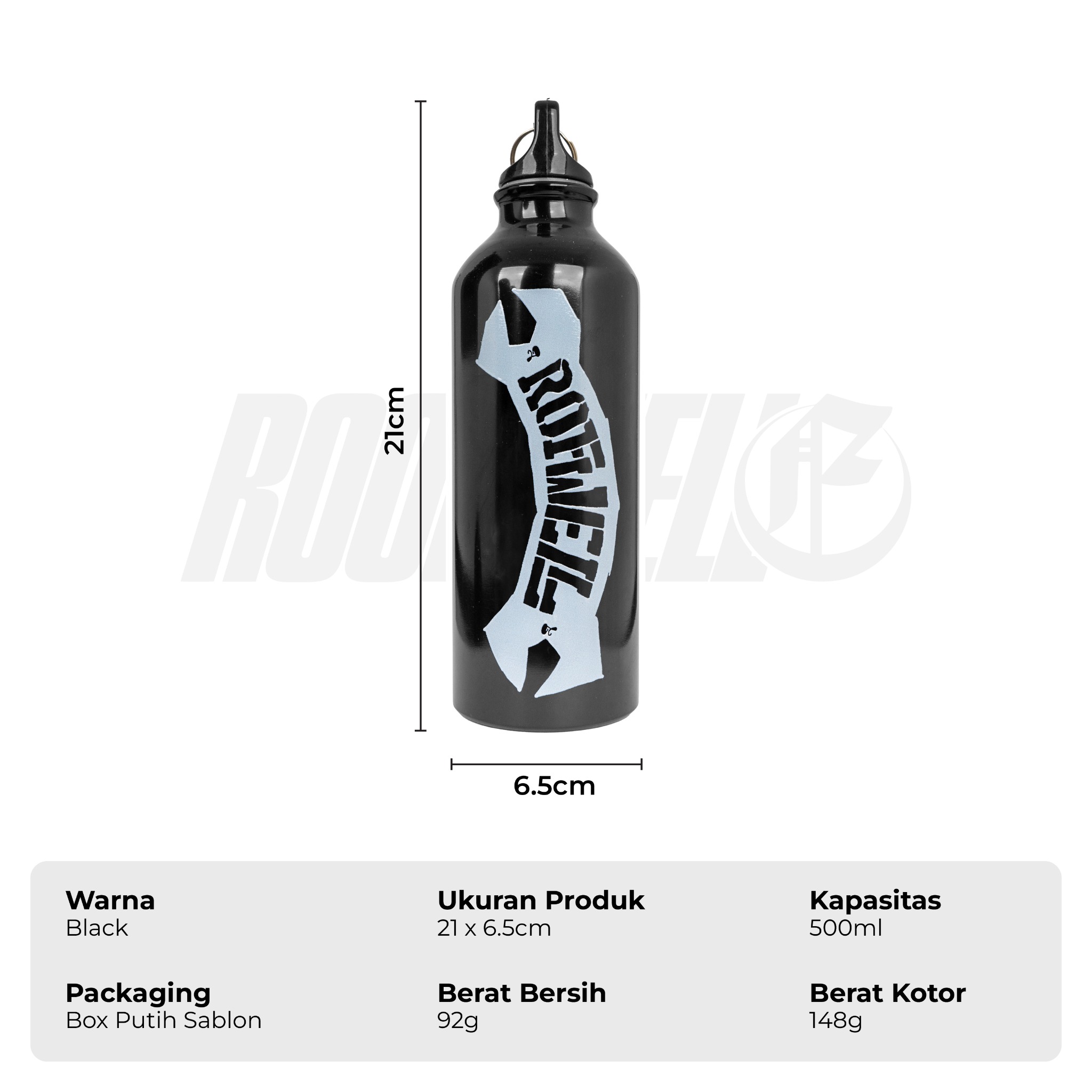Roofwell - Hidration Black | Tumbler | Botol Minum 500ml | Aksesories |