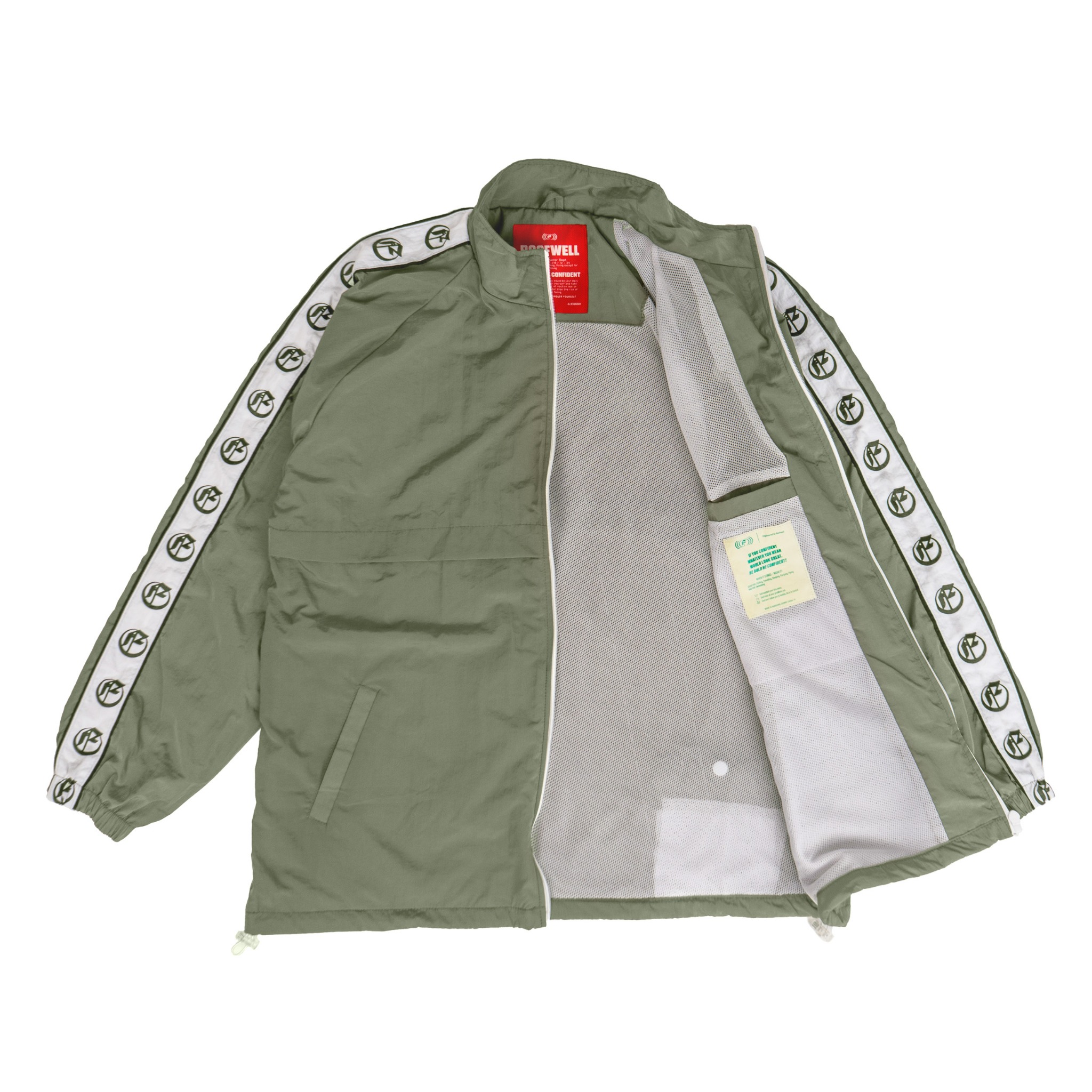 Roofwell - Trust Olive | Tracktop Jacket | Tracksuit Jacket Full Zipper Jacket Crinkle Unisex |