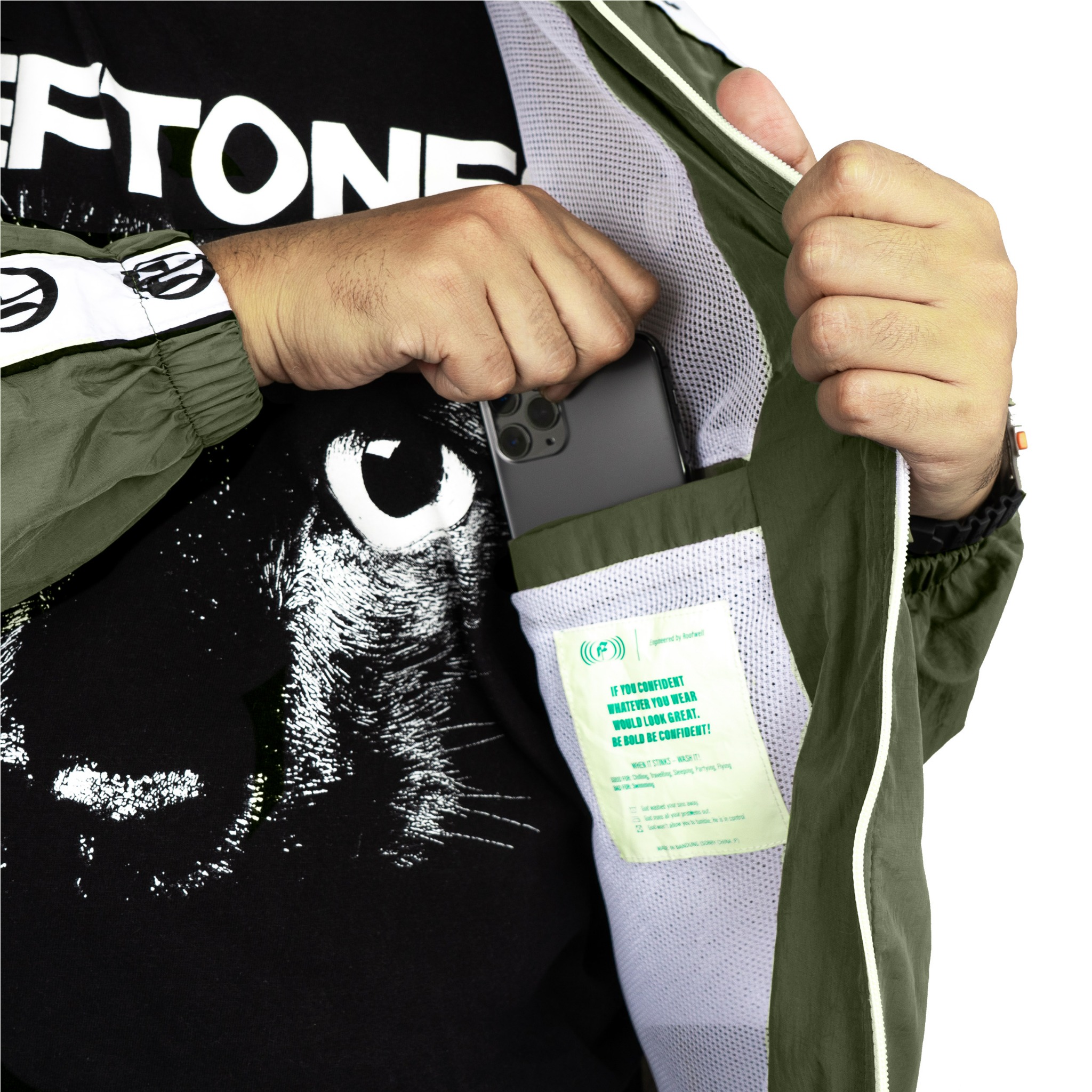 Roofwell - Trust Olive | Tracktop Jacket | Tracksuit Jacket Full Zipper Jacket Crinkle Unisex |