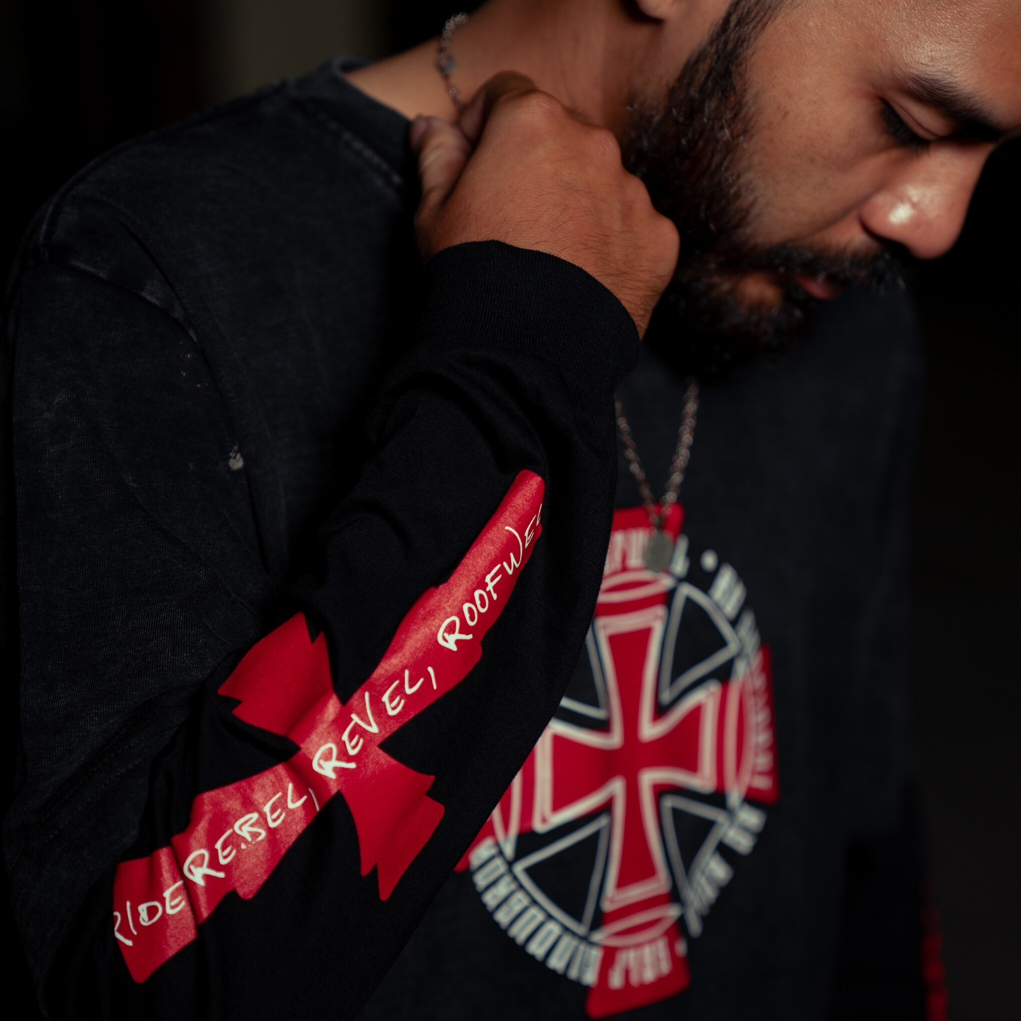 Roofwell - Crimson Black Washed | Double Layer | Tshirt Longsleeve 20s | Oversize Unisex |