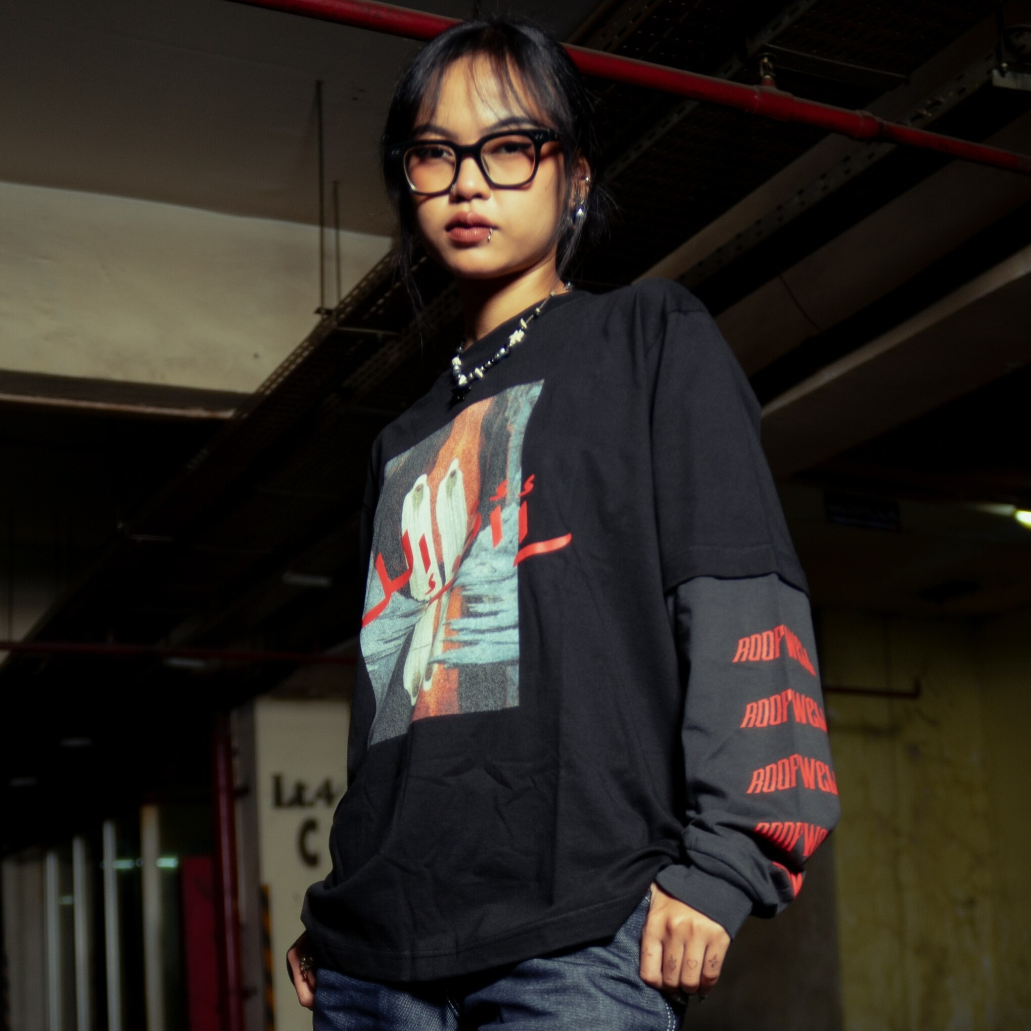 Roofwell - Dweller Black | Double Layer | Tshirt Longsleeve 20s | Oversize Unisex |