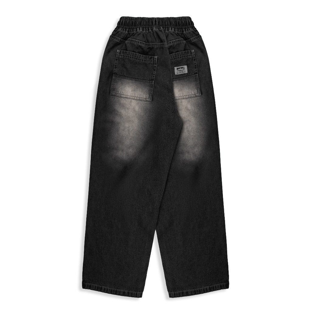Roofwell - Bug Black Scrub | Baggy Pants | Celana Baggy Panjang | Celana Denim Panjang | Jeans Pants | Celana Baggy Unisex |