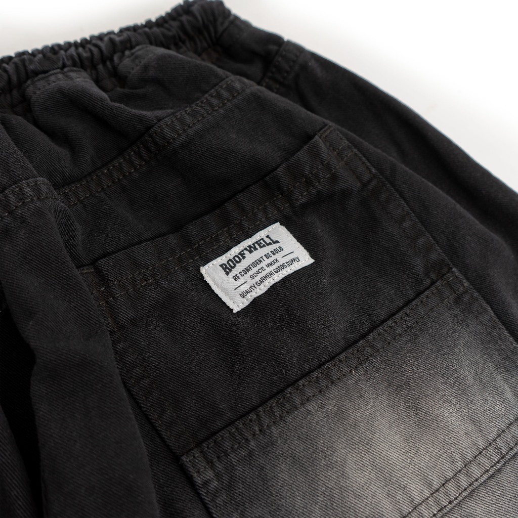 Roofwell - Bug Black Scrub | Baggy Pants | Celana Baggy Panjang | Celana Denim Panjang | Jeans Pants | Celana Baggy Unisex |