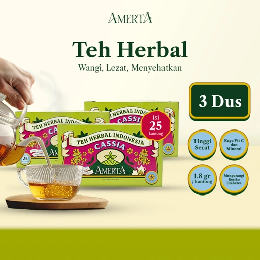 Image of AMERTA - Teh Herbal Diabetes -  Teh Daun Cassia - 3 Pack