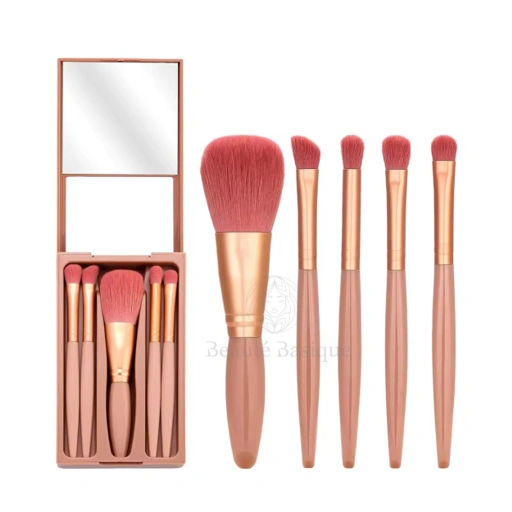 Image of Travel Makeup Brush Set with Mirror Case