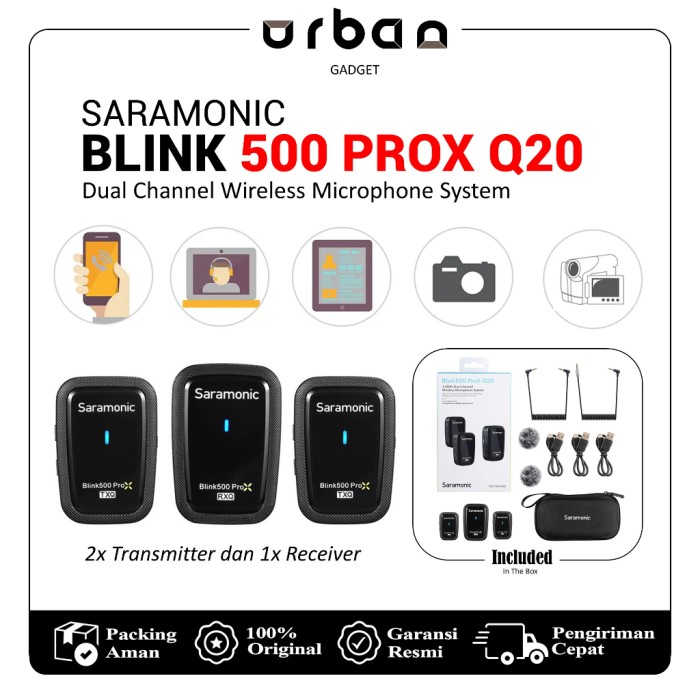 Saramonic Blink 500 PROX Q20 Dual-Channel Microphone Garansi Resmi
