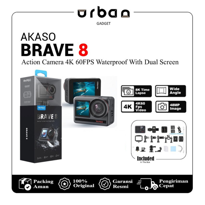 Akaso Brave 8 4K 60FPS Waterproof Action Camera Dual Screen - Resmi