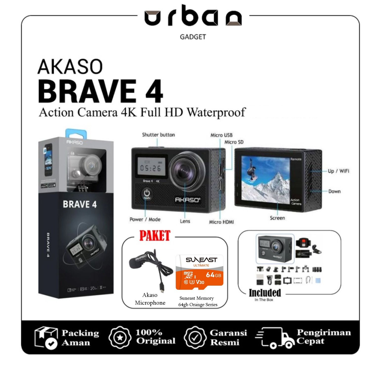 Akaso Brave 4 Action Cam 4K Full HD Waterproof