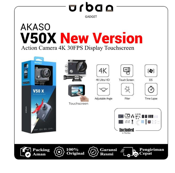AKASO V50X V50 X 4K 30FPS Action Camera Toucscreen With Remote - Resmi