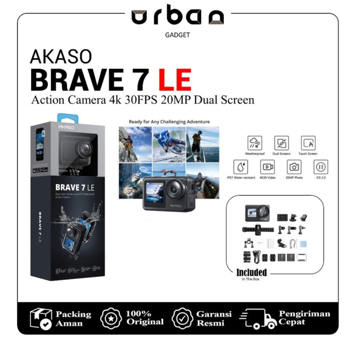 Akaso Brave 7 LE Action Camera 4k 30FPS 20MP Dual Screen - Resmi