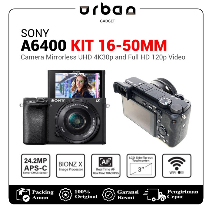 Sony A6400 Mirrorless Digital Kamera Vlog Video - Resmi