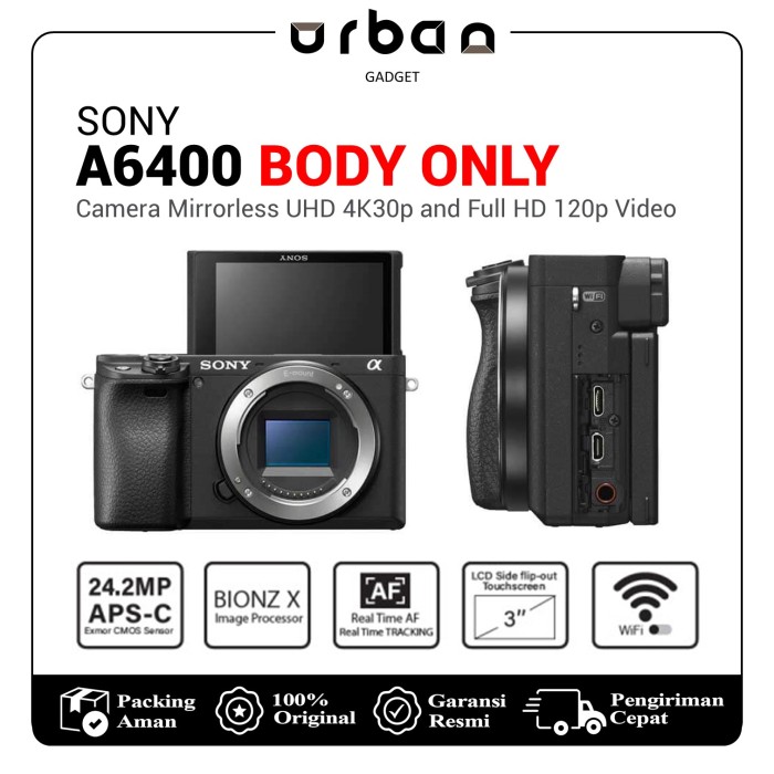 Sony A6400 Mirrorless Digital Kamera Vlog Video - Resmi