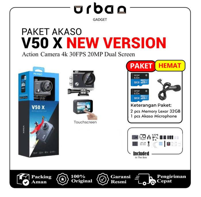 AKASO V50X 4K NEW VERSION 30FPS Action Camera Touchscreen - Resmi