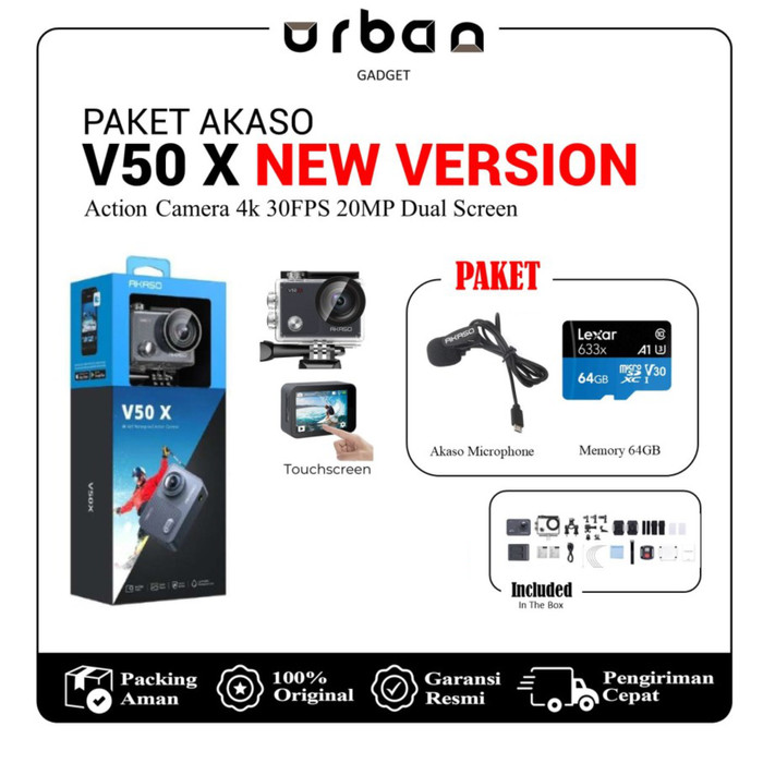 AKASO V50X 4K NEW VERSION 30FPS Action Camera Touchscreen - Resmi