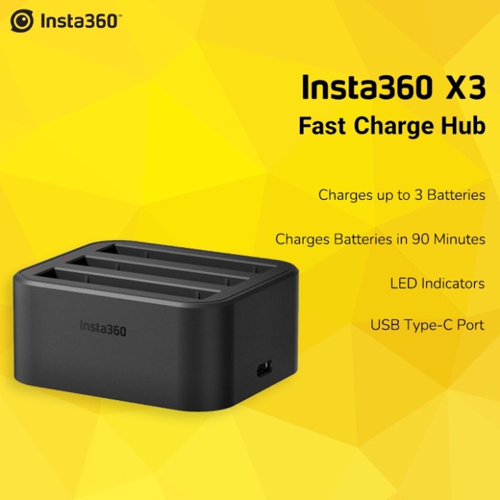 Insta360 ONE X3 Fast Charge Hub Fast Charger 3 Slot Insta 360 X3