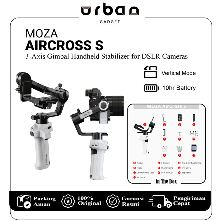 Moza AirCross S 3-Axis Gimbal Handheld Stabilizer for DSLR Cameras