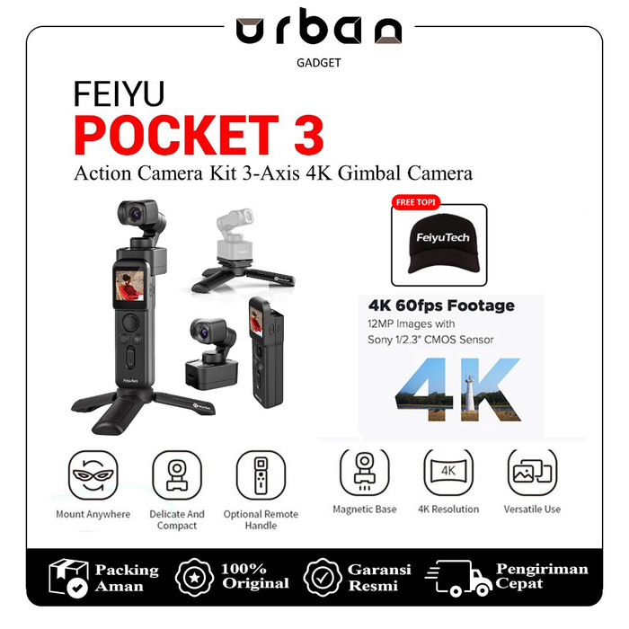 Feiyu Pocket 3 Action Camera 4K 3-Axis AI Tracking