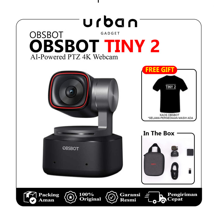 OBSBOT Tiny 2 Webcam 4K Voice Control PTZ AI Tracking Multi-Mode Resmi