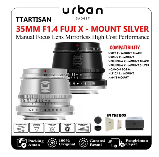 TTArtisan 35mm F1.4 APS-C Manual Focus Camera Lens for SONY E | FUJI X | Canon M | Leica L |  Nikon Z | Panasonic | Olympus M43 - Resmi