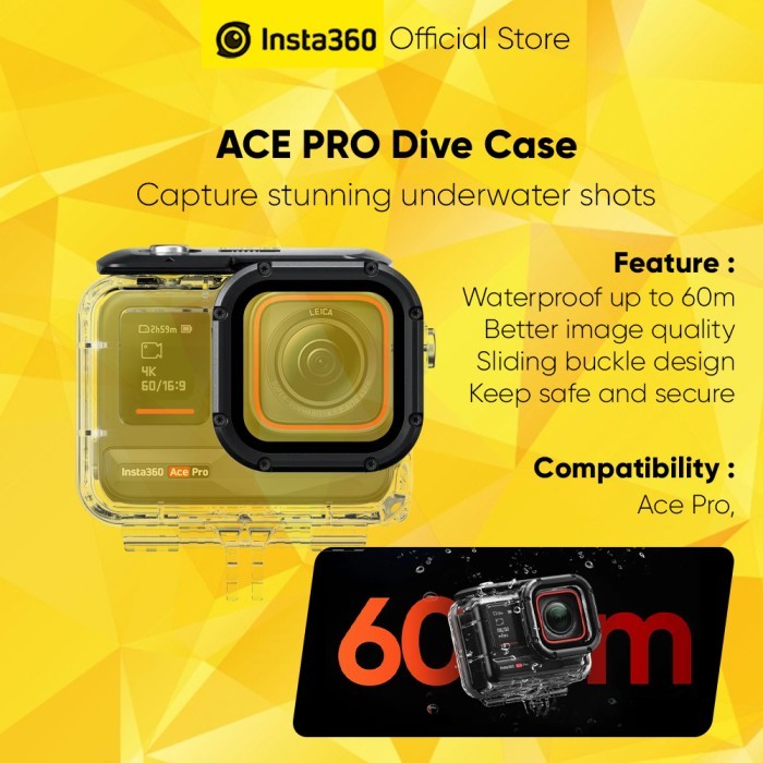 Insta360 ACE PRO | ACE PRO 2 | DIVE CASE Insta 360 Underwater Waterproof Housing - Resmi