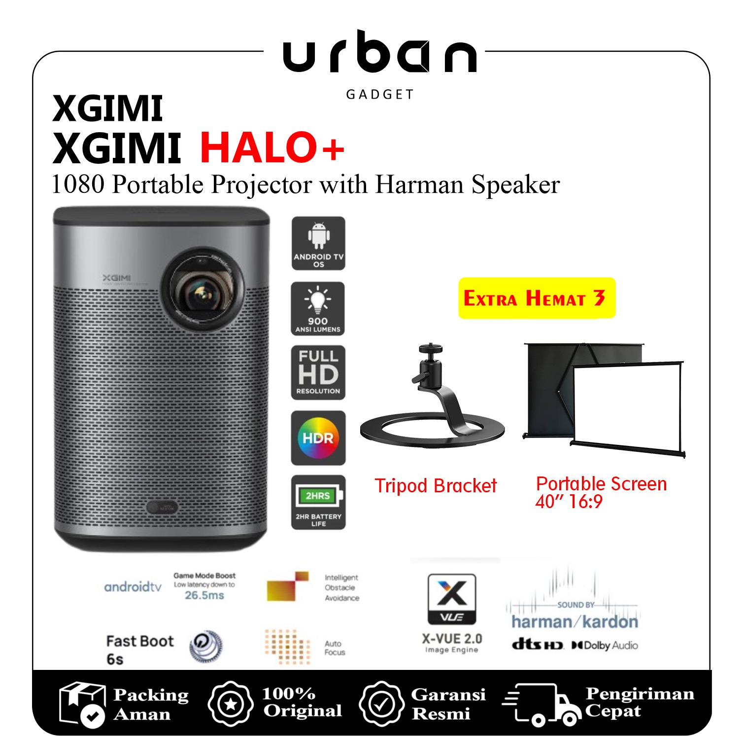 XGIMI HALO+ Halo Plus 1080P Portable Projector with Dolby Speaker