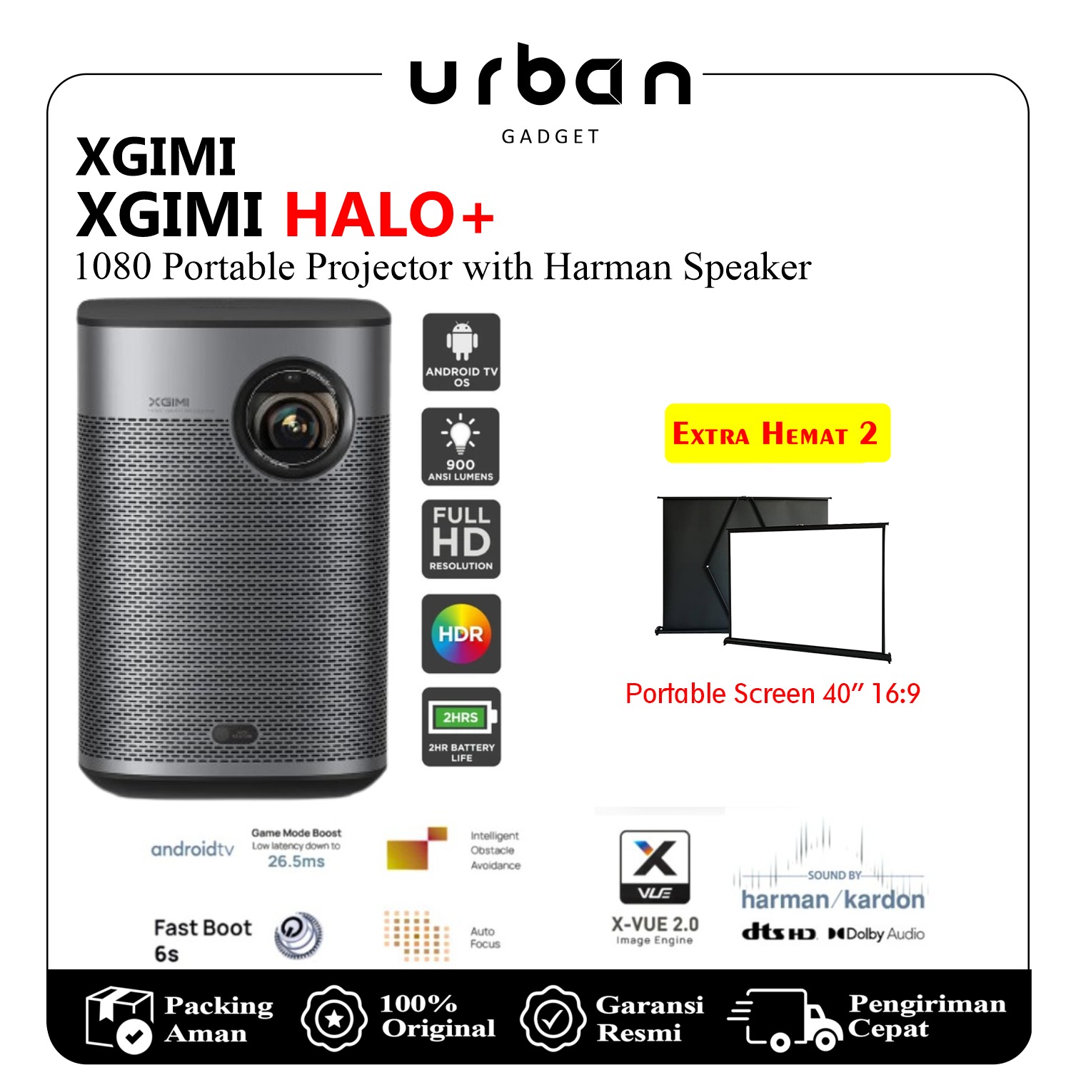 XGIMI HALO+ Halo Plus 1080P Portable Projector with Dolby Speaker
