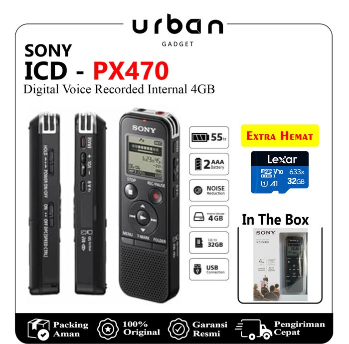 Voice Recorder Sony ICD-PX470 PX470 Alat Perekam Suara Digital