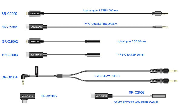 Saramonic SR-C2000 3.5mm TRS to Lightning Cable Adapter For iOS
