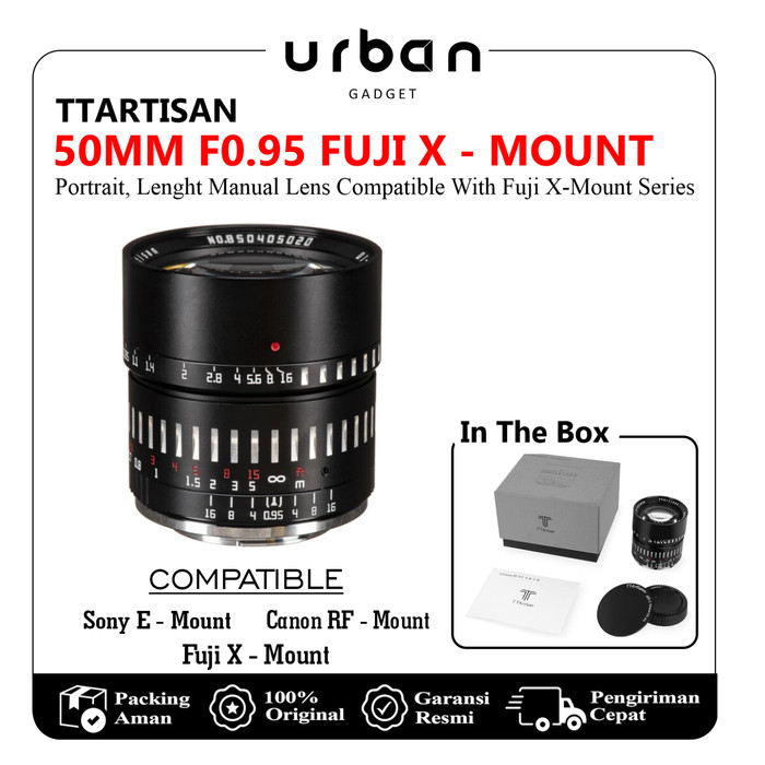 TTArtisan 50mm F0.95 Lens for Fujifilm X Black-Silver