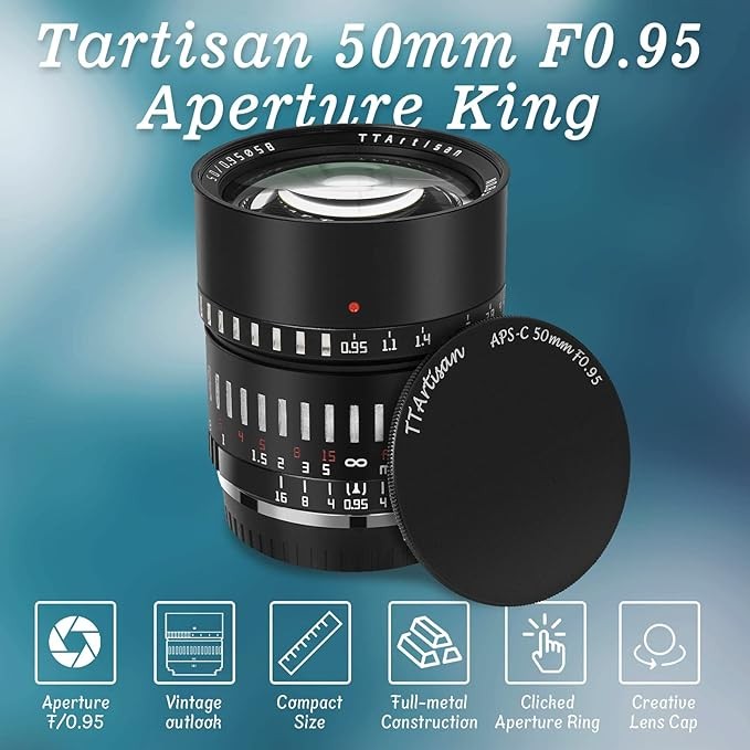 TTArtisan 50mm F0.95 Lens for Fujifilm X Black-Silver
