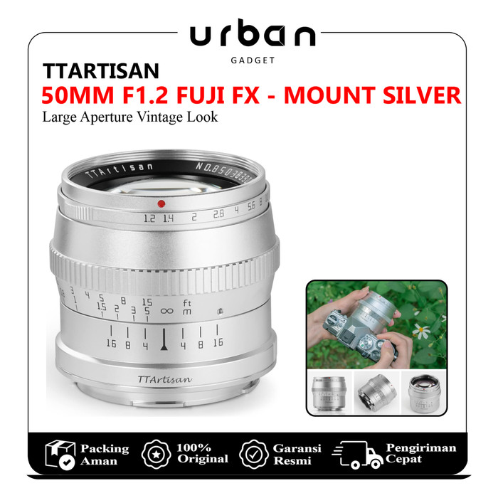 TTArtisan 50mm F1.2 Lens for Fuji FX Canon M Sony E MFT - Black | Silver - Resmi