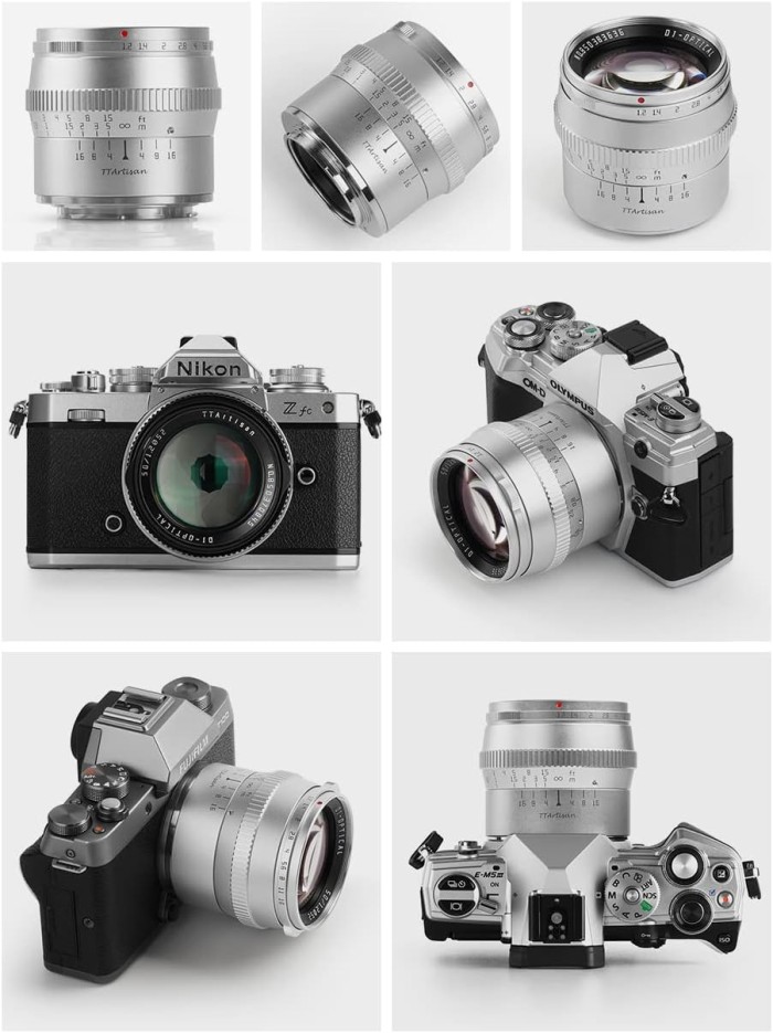 TTArtisan 50mm F1.2 Lens for Fuji FX Canon M Sony E MFT - Black | Silver - Resmi