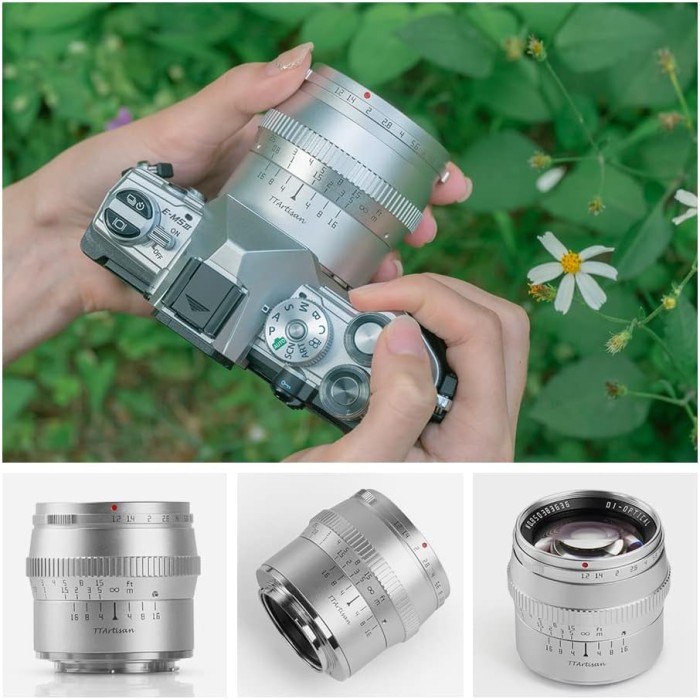 TTArtisan 50mm F1.2 Lens for Fuji FX Canon M Sony E MFT - Black | Silver - Resmi