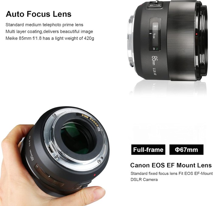 Meike 85mm F/1.8 Auto Focus STM Full Frame Portrait Lens For Sony E/Nikon Z/Fuji X/Canon SLR EF /Nikon SLR F Mount Cameras