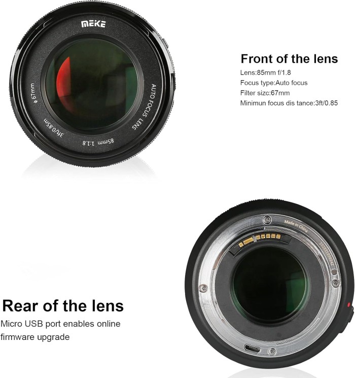 Meike 85mm F/1.8 Auto Focus STM Full Frame Portrait Lens For Sony E/Nikon Z/Fuji X/Canon SLR EF /Nikon SLR F Mount Cameras
