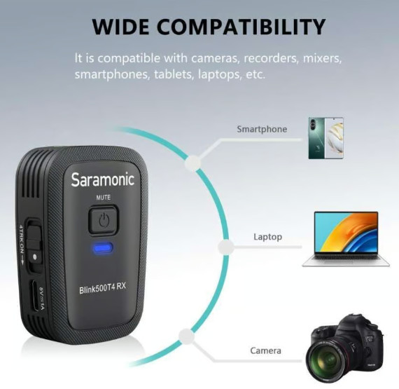 Saramonic Blink 500 T4 Wireless Microphone System with 4 Independent Channels - Garansi Resmi