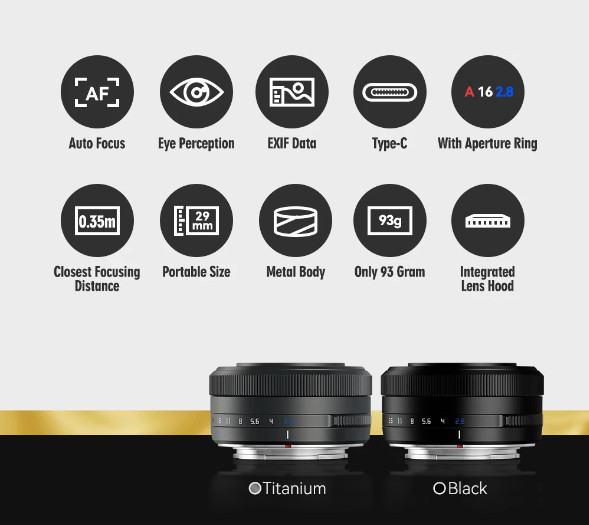 TTArtisan AF 27mm F2.8 for Auto Focus Lens APS-C Mirrorless Camera Lens Applicable for Fuji X-A1 X-M1 X-H1 Sony A6000 A7 Nikon Z50 Z9