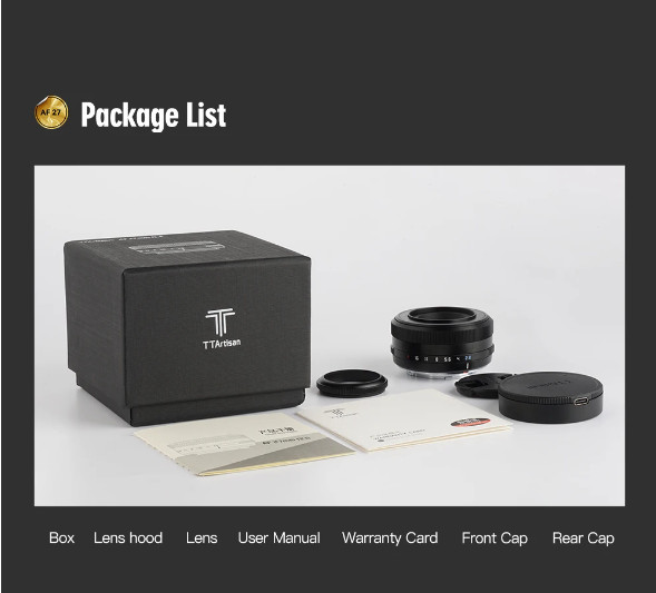 TTArtisan AF 27mm F2.8 for Auto Focus Lens APS-C Mirrorless Camera Lens Applicable for Fuji X-A1 X-M1 X-H1 Sony A6000 A7 Nikon Z50 Z9