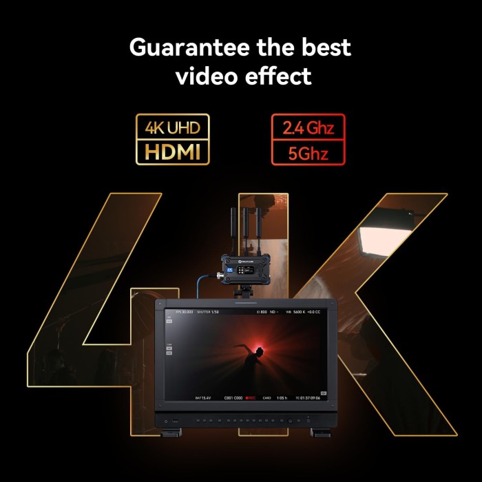 Hollyland Pyro S 4K30/1080p60 Wireless Video Transmitter and Receiver HDMI SDI - Resmi